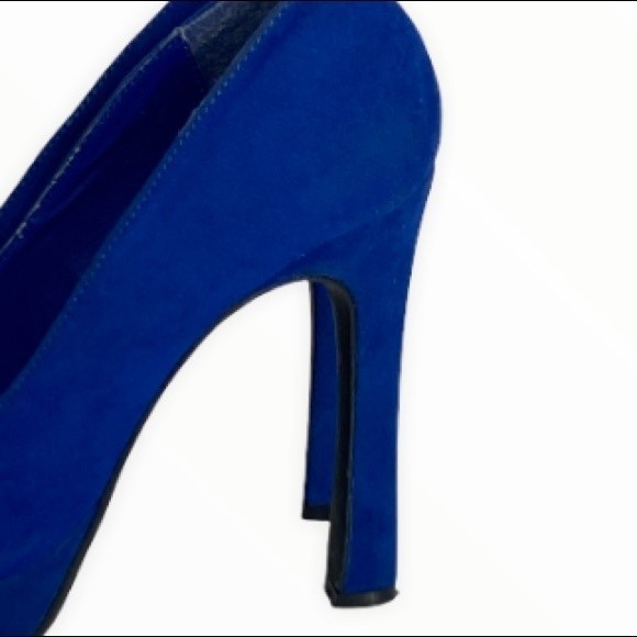 Vintage Anne Michelle Heels stiletto 5" Faux suede Royal Blue size 8.5 - Picture 5 of 15